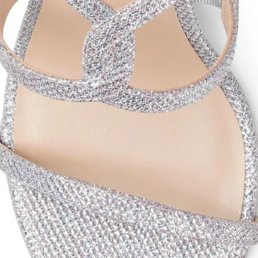 New Stuart Weitzman Soiree 100 Strappy Silver Sandal Heels 8 US Beyoncé Style